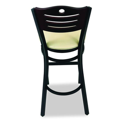 Eagle Series Barstool, Supports Up to 300 lb, 28.5" Seat Height, Taupe Seat, Dark Mahogany Back, Black Base