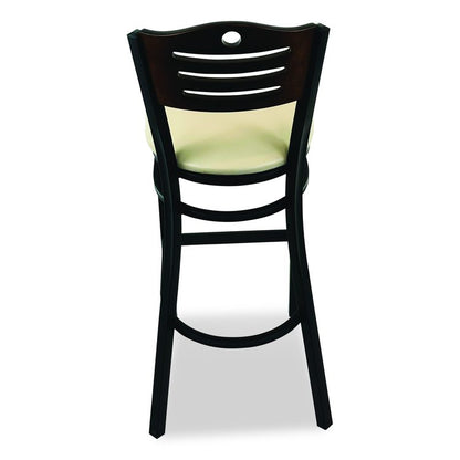 Eagle Series Barstool, Supports Up to 300 lb, 28.5" Seat Height, Taupe Seat, Dark Walnut Back, Black Base