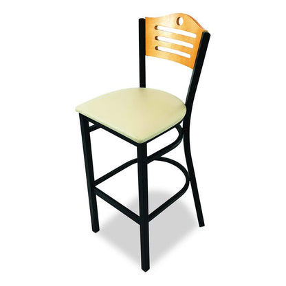 Eagle Series Barstool, Supports Up to 300 lb, 28.5" Seat Height, Taupe Seat, Natural Back, Black Base