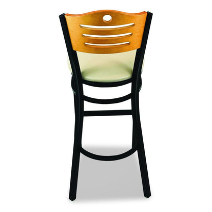 Eagle Series Barstool, Supports Up to 300 lb, 28.5" Seat Height, Taupe Seat, Natural Back, Black Base