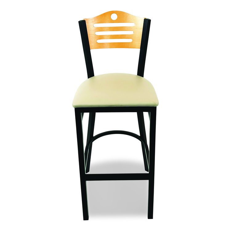 Eagle Series Barstool, Supports Up to 300 lb, 28.5" Seat Height, Taupe Seat, Natural Back, Black Base