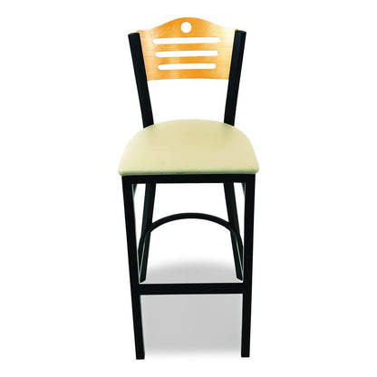 Eagle Series Barstool, Supports Up to 300 lb, 28.5" Seat Height, Taupe Seat, Natural Back, Black Base
