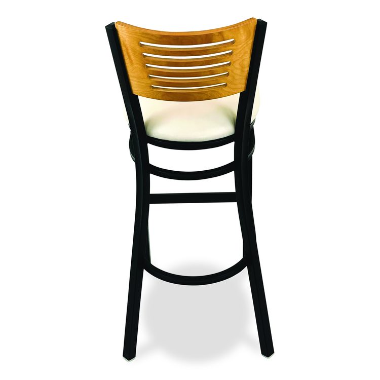Jones River Series Barstool, Supports Up to 300 lb, 28.5" Seat Height, Cream Seat, Natural Back, Black Base