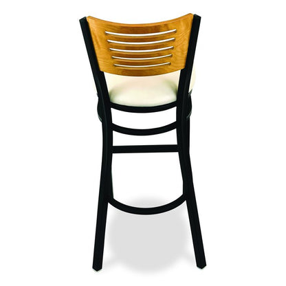 Jones River Series Barstool, Supports Up to 300 lb, 28.5" Seat Height, Cream Seat, Natural Back, Black Base