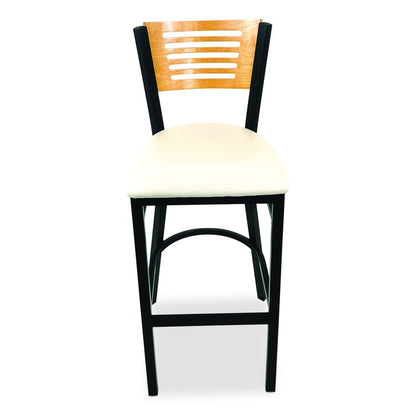 Jones River Series Barstool, Supports Up to 300 lb, 28.5" Seat Height, Cream Seat, Natural Back, Black Base