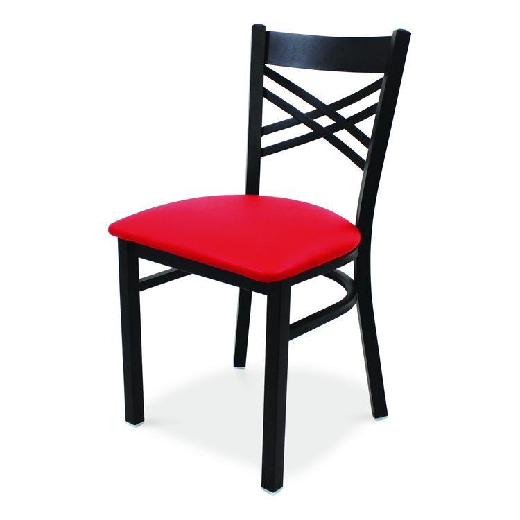 X Series Chair, Supports Up to 300 lb, 18" Seat Height, Red Seat, Black Back, Black Base