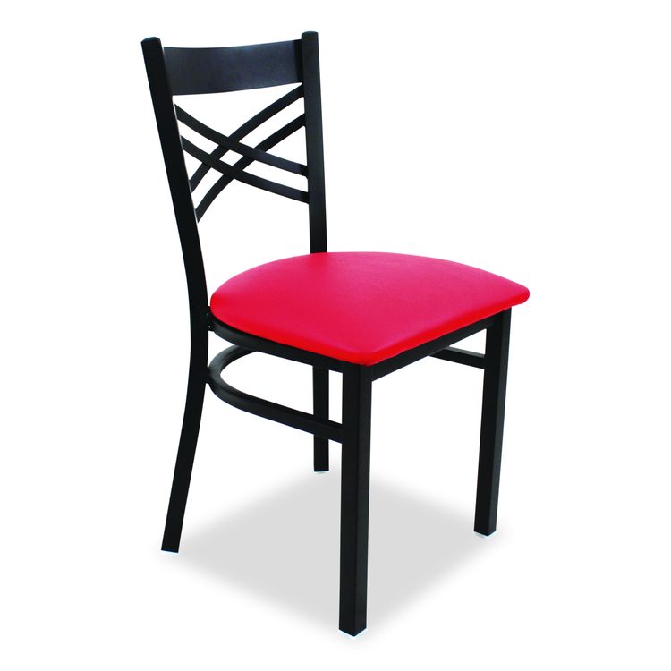 X Series Chair, Supports Up to 300 lb, 18" Seat Height, Red Seat, Black Back, Black Base