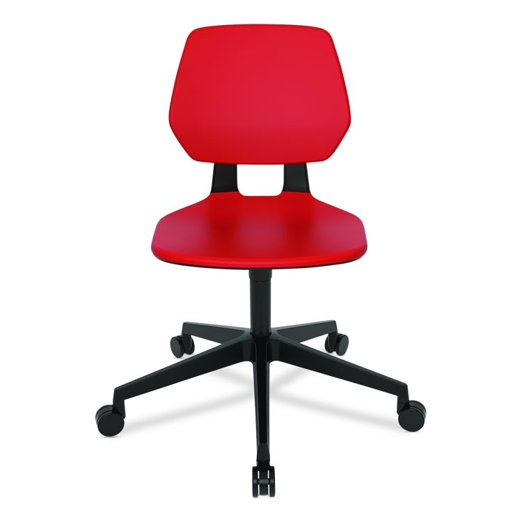 Commute Task Chair, Supports Up to 275 lbs, 18.25" to 22.25" Seat Height, Red Seat, Red Back, Black Base
