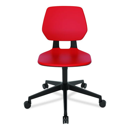 Commute Task Chair, Supports Up to 275 lbs, 18.25" to 22.25" Seat Height, Red Seat, Red Back, Black Base