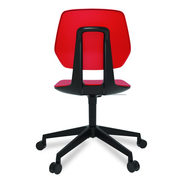 Commute Task Chair, Supports Up to 275 lbs, 18.25" to 22.25" Seat Height, Red Seat, Red Back, Black Base