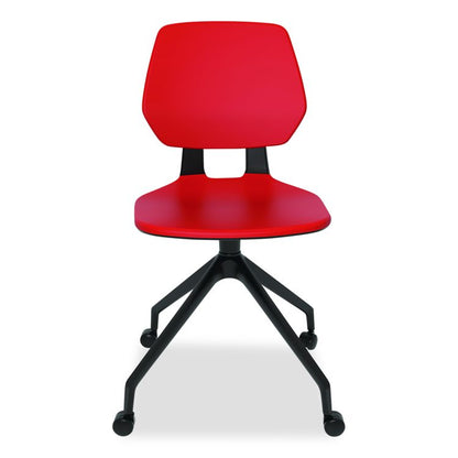 Commute Guest Chair, Supports Up to 275 lbs, 19" Seat Height, Red Seat, Red Back, Black Base