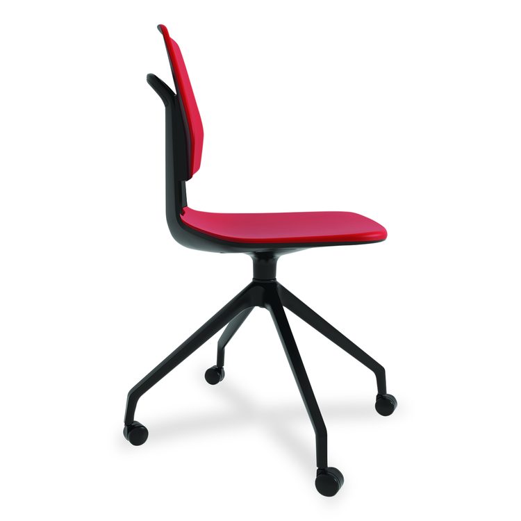Commute Guest Chair, Supports Up to 275 lbs, 19" Seat Height, Red Seat, Red Back, Black Base