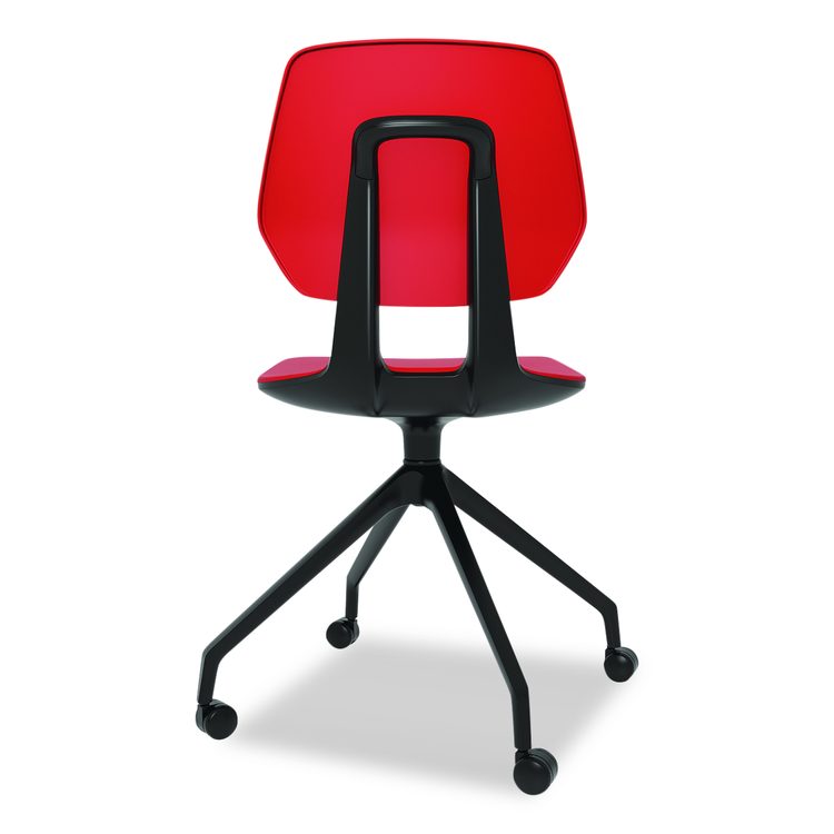 Commute Guest Chair, Supports Up to 275 lbs, 19" Seat Height, Red Seat, Red Back, Black Base