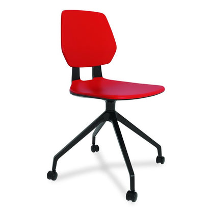 Commute Guest Chair, Supports Up to 275 lbs, 19" Seat Height, Red Seat, Red Back, Black Base
