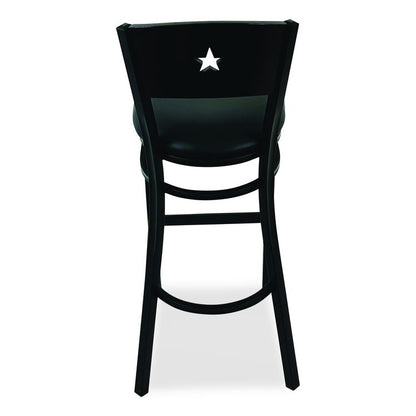 Liberty Series Barstool, Supports Up to 300 lb, 28.5" Seat Height, Black Seat, Dark Mahogany Back, Black Base