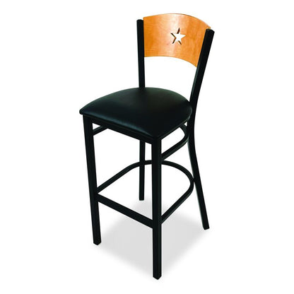 Liberty Series Barstool, Supports Up to 300 lb, 28.5" Seat Height, Black Seat, Natural Back, Black Base