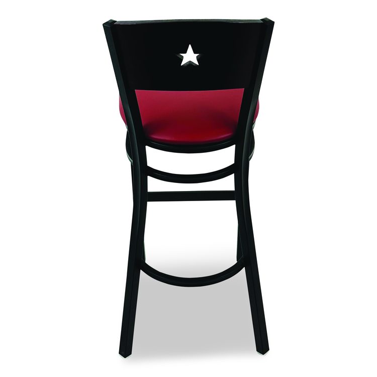 Liberty Series Barstool, Supports Up to 300 lb, 28.5" Seat Height, Burgundy Seat, Dark Mahogany Back, Black Base