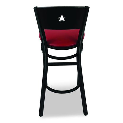 Liberty Series Barstool, Supports Up to 300 lb, 28.5" Seat Height, Burgundy Seat, Dark Mahogany Back, Black Base