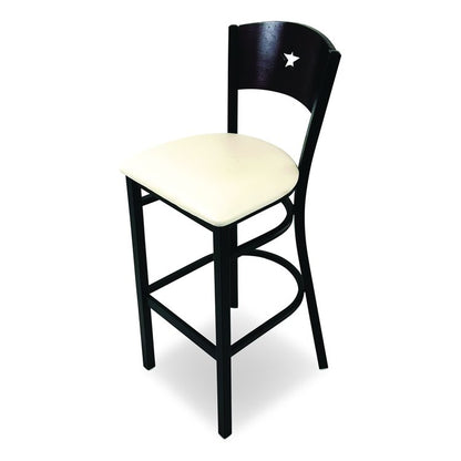 Liberty Series Barstool, Supports Up to 300 lb, 28.5" Seat Height, Cream Seat, Dark Mahogany Back, Black Base