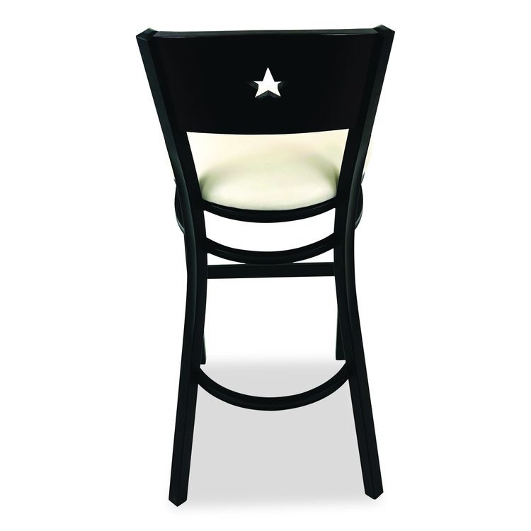 Liberty Series Barstool, Supports Up to 300 lb, 28.5" Seat Height, Cream Seat, Dark Mahogany Back, Black Base