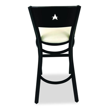 Liberty Series Barstool, Supports Up to 300 lb, 28.5" Seat Height, Cream Seat, Dark Mahogany Back, Black Base
