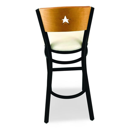 Liberty Series Barstool, Supports Up to 300 lb, 28.5" Seat Height, Cream Seat, Natural Back, Black Base