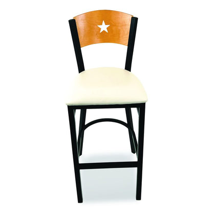 Liberty Series Barstool, Supports Up to 300 lb, 28.5" Seat Height, Cream Seat, Natural Back, Black Base