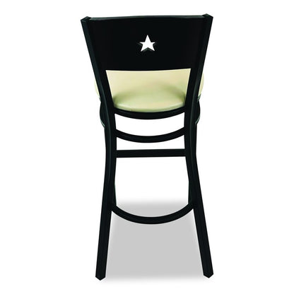 Liberty Series Barstool, Supports Up to 300 lb, 28.5" Seat Height, Taupe Seat, Dark Mahogany Back, Black Base