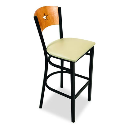 Liberty Series Barstool, Supports Up to 300 lb, 28.5" Seat Height, Taupe Seat, Natural Back, Black Base