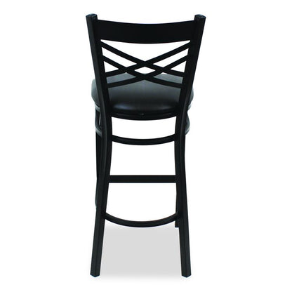 X Series Barstool, Supports Up to 300 lb, 29.5" Seat Height, Black Seat, Black Back, Black Base