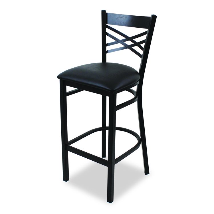 X Series Barstool, Supports Up to 300 lb, 29.5" Seat Height, Black Seat, Black Back, Black Base