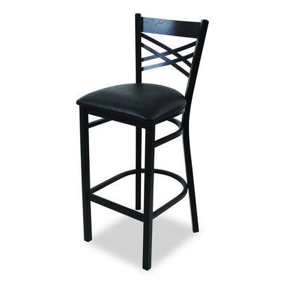 X Series Barstool, Supports Up to 300 lb, 29.5" Seat Height, Black Seat, Black Back, Black Base