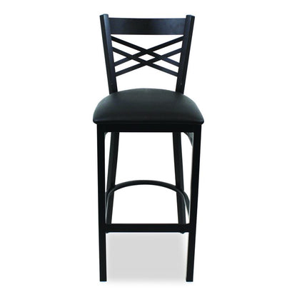 X Series Barstool, Supports Up to 300 lb, 29.5" Seat Height, Black Seat, Black Back, Black Base