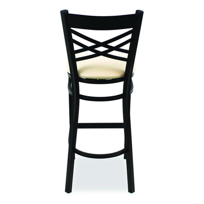 X Series Barstool, Supports Up to 300 lb, 29.5" Seat Height, Cream Seat, Black Back, Black Base