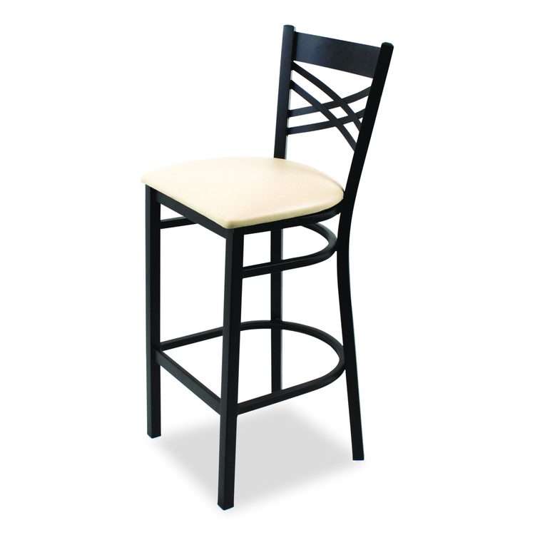 X Series Barstool, Supports Up to 300 lb, 29.5" Seat Height, Cream Seat, Black Back, Black Base