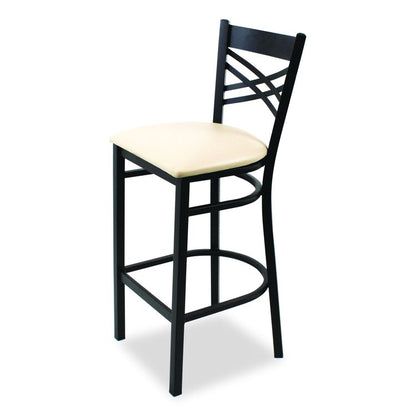 X Series Barstool, Supports Up to 300 lb, 29.5" Seat Height, Cream Seat, Black Back, Black Base