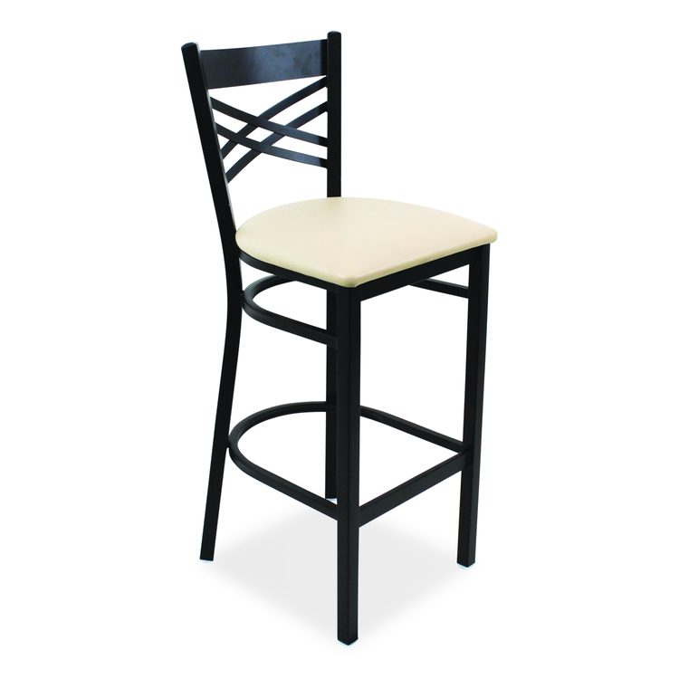 X Series Barstool, Supports Up to 300 lb, 29.5" Seat Height, Cream Seat, Black Back, Black Base
