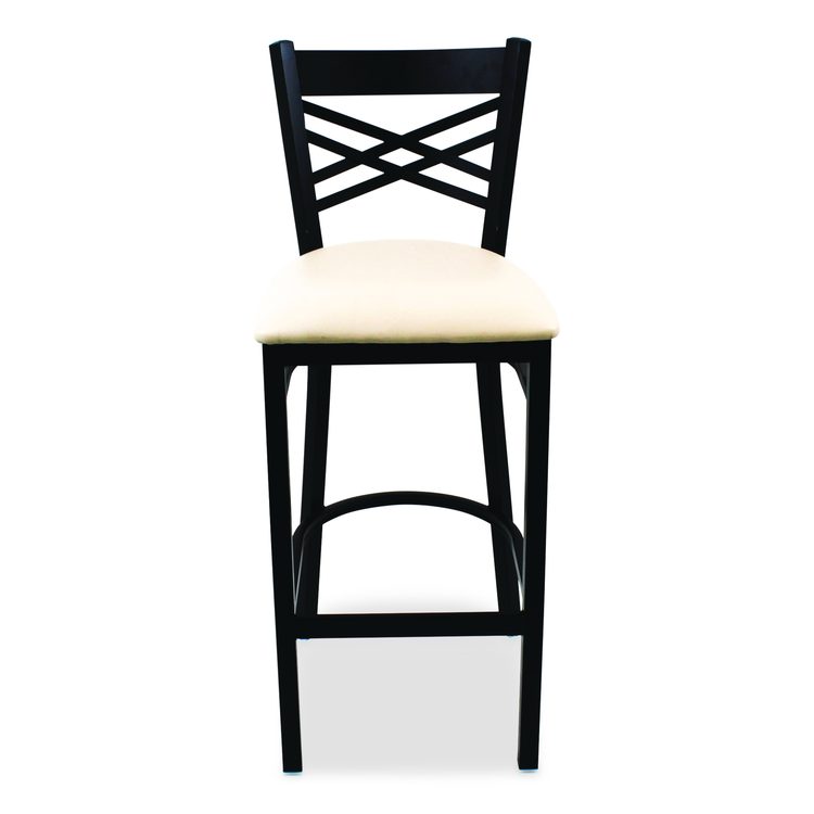 X Series Barstool, Supports Up to 300 lb, 29.5" Seat Height, Cream Seat, Black Back, Black Base