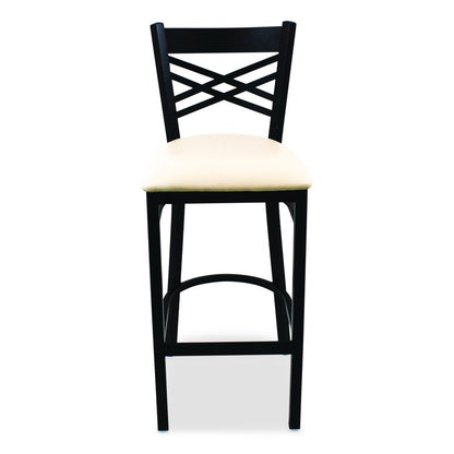X Series Barstool, Supports Up to 300 lb, 29.5" Seat Height, Cream Seat, Black Back, Black Base