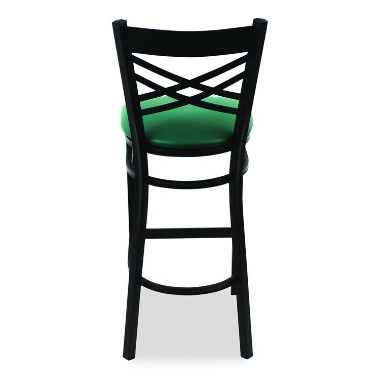 X Series Barstool, Supports Up to 300 lb, 29.5" Seat Height, Green Seat, Black Back, Black Base