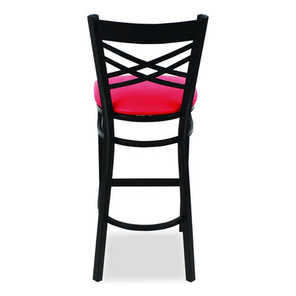 X Series Barstool, Supports Up to 300 lb, 29.5" Seat Height, Red Seat, Black Back, Black Base