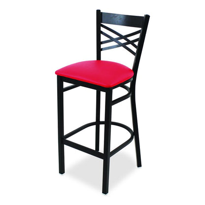 X Series Barstool, Supports Up to 300 lb, 29.5" Seat Height, Red Seat, Black Back, Black Base