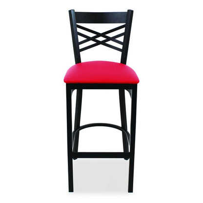 X Series Barstool, Supports Up to 300 lb, 29.5" Seat Height, Red Seat, Black Back, Black Base