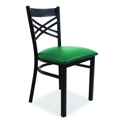 X Series Chair, Supports Up to 300 lb, 18" Seat Height, Green Seat, Black Back, Black Base