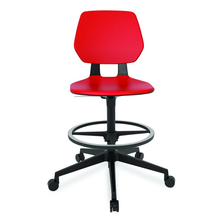 Commute Extended Height Task Chair, Supports Up to 275 lb, 18.25" to 22.25" Seat Height, Red/Black