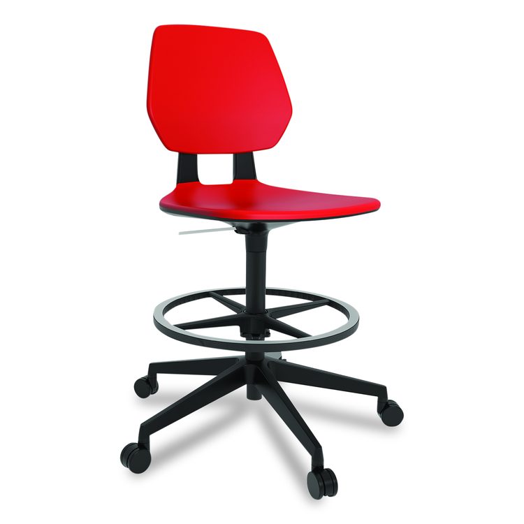 Commute Extended Height Task Chair, Supports Up to 275 lb, 18.25" to 22.25" Seat Height, Red/Black