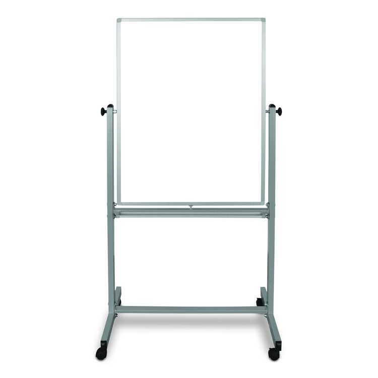Mobile Magnetic Whiteboard, 36" x 68", White Surface, Satin Aluminum Frame