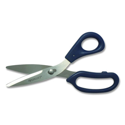 Power Pivot Shears, 8" Long, 3.5" Cut Length, Straight Blue Handle