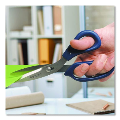 Power Pivot Shears, 8" Long, 3.5" Cut Length, Straight Blue Handle