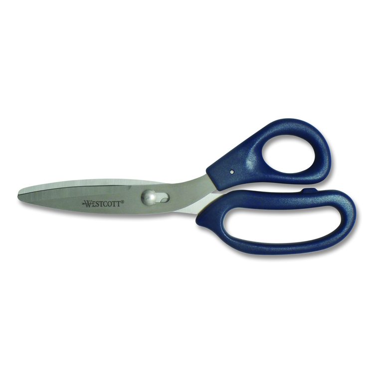 Power Pivot Shears, 8" Long, 3.5" Cut Length, Straight Blue Handle